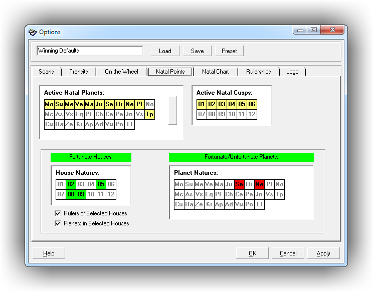 Natal Point Options