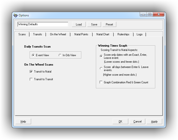 Scans Options